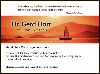 Todesanzeige von Gerd Dörr von HNA