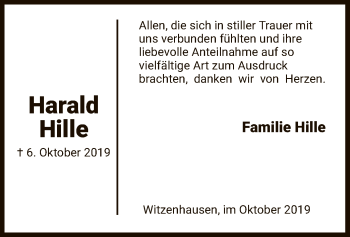 Todesanzeige von Harald Hille von HNA