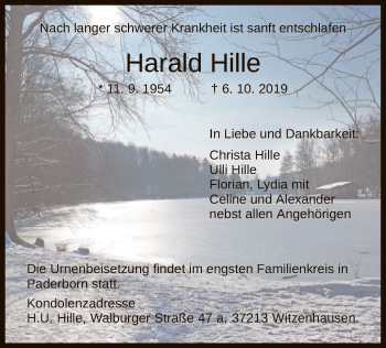 Todesanzeige von Harald Hille von HNA