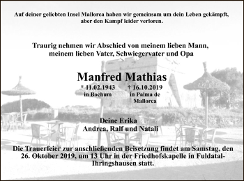 Todesanzeige von Manfred Mathias von HNA