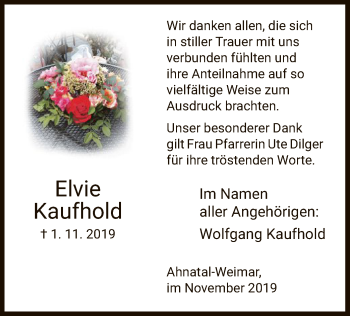 Todesanzeige von Elvie Kaufhold von HNA