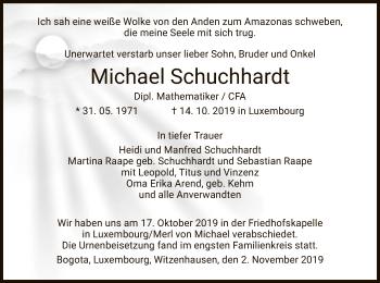 Todesanzeige von Michael Schuchhardt von HNA