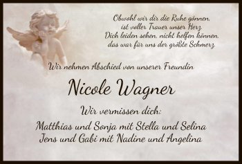 Todesanzeige von Nicole Wagner von HNA