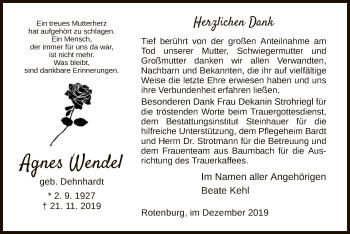 Todesanzeige von Agnes Wendel von HNA