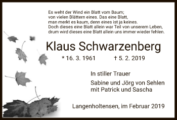 Todesanzeige von Klaus Schwarzenberg von HNA