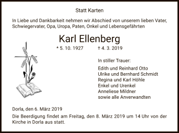 Todesanzeige von Karl Ellenberg von HNA