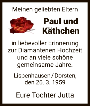 Todesanzeige von Paul und Käthchen  von HNA