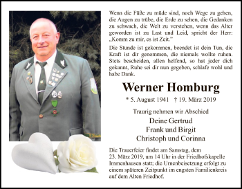 Todesanzeige von Werner Homburg von HNA