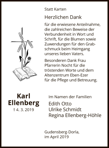Todesanzeige von Karl Ellenberg von HNA