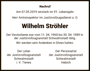Todesanzeige von Lilli Acker von HNA