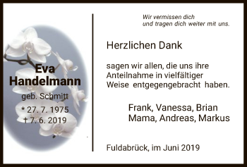 Todesanzeige von Eva Handelmann von HNA