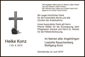 Todesanzeige von Heike Konz von HNA