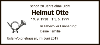 Todesanzeige von Helmut Otte von HNA