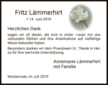 Todesanzeige von Fritz Lämmerhirt von HNA