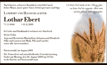 Todesanzeige von Lothar Ebert von HNA