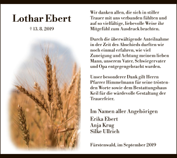 Todesanzeige von Lothar Ebert von HNA
