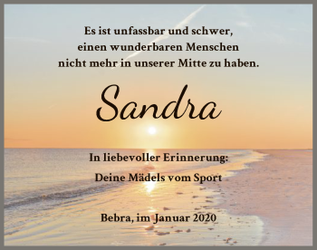 Todesanzeige von Sandra  von HNA