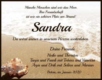 Todesanzeige von Sandra  von HNA