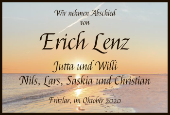 Todesanzeige von Erich Lenz von HNA