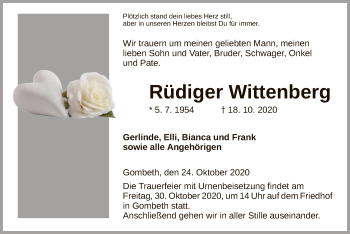 Todesanzeige von Rüdiger Wittenberg von HNA