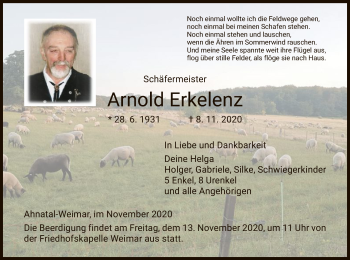 Todesanzeige von Arnold Erkelenz von HNA
