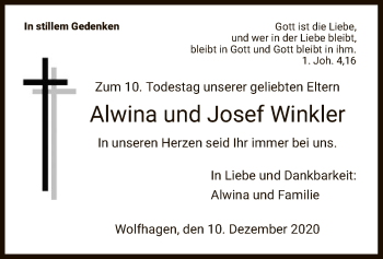 Todesanzeige von Alwina und Josef Winkler von HNA
