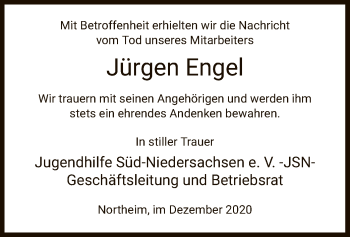 Todesanzeige von Jürgen Engel von HNA
