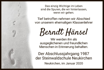 Todesanzeige von Berndt Hänsel von HNA