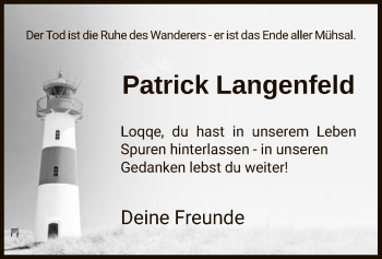 Todesanzeige von Patrick Langenfeld von HNA