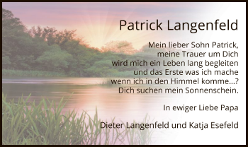 Todesanzeige von Patrick Langenfeld von HNA
