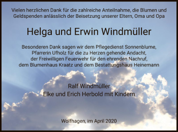 Todesanzeige von Helga Windmüller von HNA