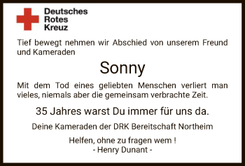 Todesanzeige von Sonny  von HNA