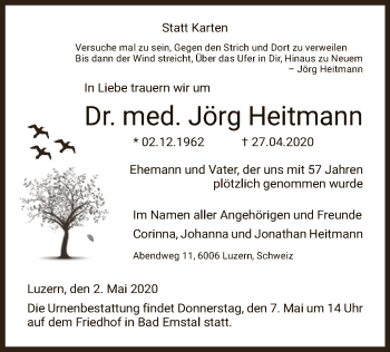Todesanzeige von Jörg Heitmann von HNA