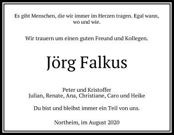 Todesanzeige von Jörg Falkus von HNA