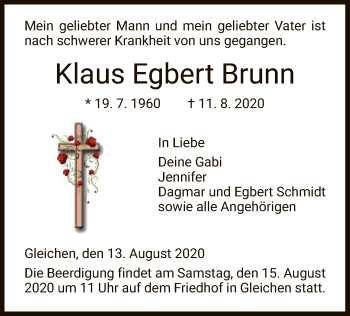 Todesanzeige von Klaus Egbert Brunn von HNA