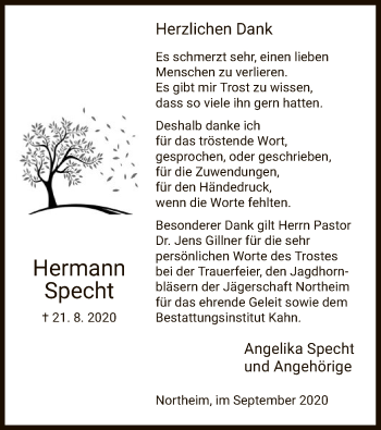 Todesanzeige von Hermann Specht von HNA
