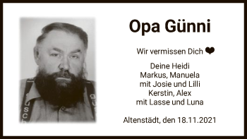 Todesanzeige von Günni  von HNA