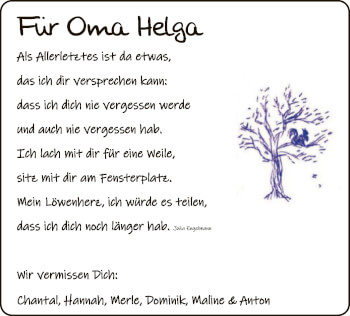 Todesanzeige von Oma Helga  von WRS