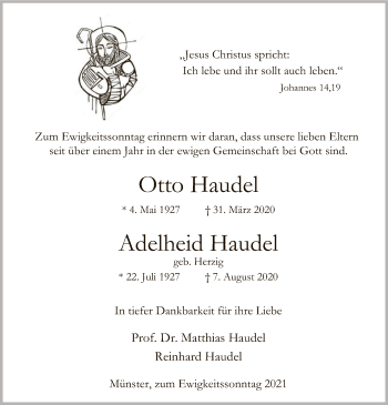 Todesanzeige von Otto und Adelheid Haudel von HNA