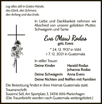 Todesanzeige von Eva Rodas von WLZ