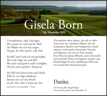 Todesanzeige von Gisela Born von HNA