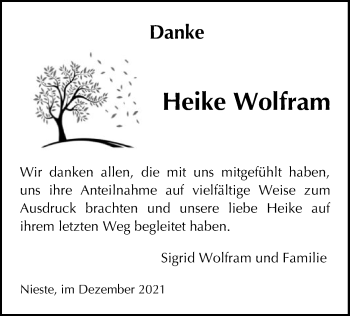 Todesanzeige von Heike Wolfram von HNA