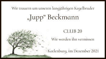 Todesanzeige von Jupp Beckmann von HNA