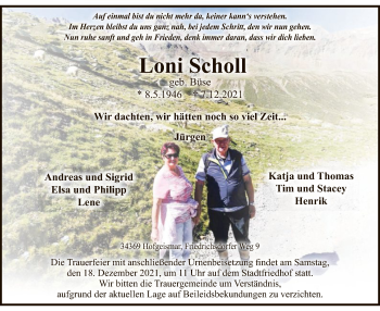 Todesanzeige von LOni Scholl von HNA