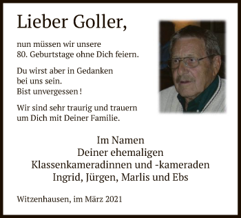 Todesanzeige von Goller  von HNA