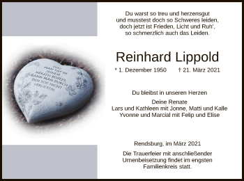 Todesanzeige von Reinhard Lippold von HNA