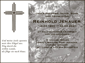 Todesanzeige von Reinhold Jenauer von HNA