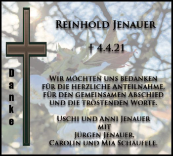 Todesanzeige von Reinhold Jenauer von HNA