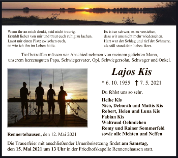 Todesanzeige von Lajos Kis von HNA