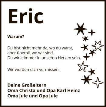 Todesanzeige von Eric  von HNA